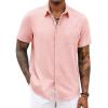 COOFANDY Men’s Button Down Shirts Short Sleeve Casual Shirts Summer Beach Shirts Vacation Wedding Shirts with Pocket(Pink)