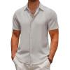 COOFANDY Mens Button Down Shirts Short Sleeve Casual Summer Beach Shirts for Men Vacation Wedding Linen Shirt(Light Gray)