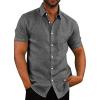 COOFANDY Mens Button Down Shirts Short Sleeve Casual Summer Beach Shirts for Men Vacation Wedding Linen Shirt(Short Sleeve – Black)