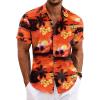 COOFANDY Mens Button Down Shirts Short Sleeve Casual Summer Beach Shirts for Men Vacation Wedding Linen Shirt(Sunset-red)