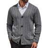 COOFANDY Men’s Cardigan Sweater Cable Knit V Neck Button up Sweaters Ribbed Cardigan Sweater with Pockets(Grey)