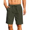 COOFANDY Mens Casual Beach Shorts Summer Elastic Waist Shorts Lightweight Drawstring Golf Shorts(Dark Green)