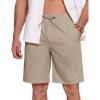COOFANDY Mens Casual Beach Shorts Summer Elastic Waist Shorts Lightweight Drawstring Golf Shorts(Dark Khaki)