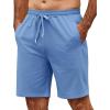 COOFANDY Mens Casual Beach Shorts Summer Elastic Waist Shorts Lightweight Drawstring Golf Shorts(Light Blue)