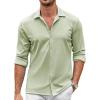 COOFANDY Men’s Casual Button Down Shirt Wrinkle Free Shirts Long Sleeve Dress Shirt(Light Green)