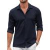 COOFANDY Men’s Casual Button Down Shirt Wrinkle Free Shirts Long Sleeve Dress Shirt(Navy Blue)