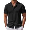 COOFANDY Men’s Casual Button Down Shirts Short Sleeve Wrinkle-Free Summer Beach Wear(Black)