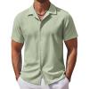 COOFANDY Men’s Casual Button Down Shirts Short Sleeve Wrinkle-Free Summer Beach Wear(Light Green)