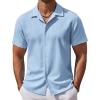 COOFANDY Men’s Casual Button Down Shirts Short Sleeve Wrinkle-Free Summer Beach Wear(Sky Blue)
