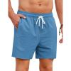 COOFANDY Men’s Casual Drawstring Shorts Lightweight Elastic Waist Walking Shorts with Pockets(Light Blue)
