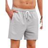 COOFANDY Men’s Casual Drawstring Shorts Lightweight Elastic Waist Walking Shorts with Pockets(Light Grey)
