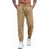 COOFANDY Men’s Casual Joggers Pants Cotton Elastic Waist Drawstring Chino Pants Hiking Outdoor Track Sweatpants(Khaki)