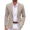 COOFANDY Men’s Casual Knit Blazer Two Button Lightweight Sport Coats Suit Jacket(Khaki Grey)