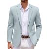 COOFANDY Men’s Casual Knit Blazer Two Button Lightweight Sport Coats Suit Jacket(Light Blue)