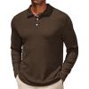 COOFANDY Men’s Casual Polo Shirts Long Sleeve Textured Knit Tee Shirt Wrok Tshirts(Coffee)
