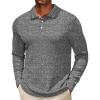 COOFANDY Men’s Casual Polo Shirts Long Sleeve Textured Knit Tee Shirt Wrok Tshirts(Dark Grey)