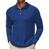 COOFANDY Men’s Casual Polo Shirts Long Sleeve Textured Knit Tee Shirt Wrok Tshirts(Royal Blue)