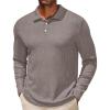 COOFANDY Men’s Casual Polo Shirts Long Sleeve Textured Knit Tee Shirt Wrok Tshirts(Tan)