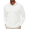 COOFANDY Men’s Casual Polo Shirts Long Sleeve Textured Knit Tee Shirt Wrok Tshirts(White)