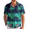 COOFANDY Men’s Casual Shirts Short Sleeve Waffle Knit Button Down Shirt Wrinkle Free Summer Beach Tops(Green Leaves)