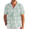 COOFANDY Men’s Casual Shirts Short Sleeve Waffle Knit Button Down Shirt Wrinkle Free Summer Beach Tops(Palm Leaf Green)