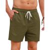 COOFANDY Mens Casual Shorts 5″ Elastic Drawstring Shorts Summer Beach Athletic Shorts(Army Green)