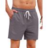 COOFANDY Mens Casual Shorts 5″ Elastic Drawstring Shorts Summer Beach Athletic Shorts(Dark Grey)