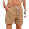 COOFANDY Mens Casual Shorts 5″ Elastic Drawstring Shorts Summer Beach Athletic Shorts(Light Brown)