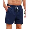 COOFANDY Mens Casual Shorts 5″ Elastic Drawstring Shorts Summer Beach Athletic Shorts(Navy Blue)
