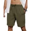 COOFANDY Men’s Casual Shorts 7 inch Elastic Waist Drawstring Lightweight Summer Beach Shorts with Pockets(Army Green)