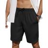 COOFANDY Men’s Casual Shorts 7 inch Elastic Waist Drawstring Lightweight Summer Beach Shorts with Pockets(Black)