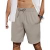 COOFANDY Men’s Casual Shorts 7 inch Elastic Waist Drawstring Lightweight Summer Beach Shorts with Pockets(Light Grey)