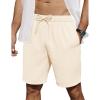 COOFANDY Men’s Casual Shorts 7 inch Elastic Waist Drawstring Lightweight Summer Beach Shorts with Pockets(Light Khaki)