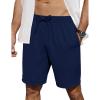 COOFANDY Men’s Casual Shorts 7 inch Elastic Waist Drawstring Lightweight Summer Beach Shorts with Pockets(Navy Blue)