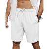 COOFANDY Men’s Casual Shorts 7 inch Elastic Waist Drawstring Lightweight Summer Beach Shorts with Pockets(White)
