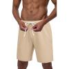 COOFANDY Men’s Casual Shorts Drawstring Summer Beach Shorts Lightweight Elastic Waist Vacation Short with Pockets(Light Khaki)