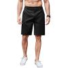 COOFANDY Men’s Casual Shorts Linen Flat Front Shorts Elastic Waist Summer Beach Shorts(Black)