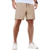 COOFANDY Men’s Casual Shorts Waffle Elastic Waist Drawstring Shorts Lightweight Summer Beach Shorts(Khaki)