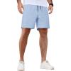 COOFANDY Men’s Casual Shorts Waffle Elastic Waist Drawstring Shorts Lightweight Summer Beach Shorts(Light Blue)