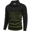 COOFANDY Men’s Casual Slim Fit Pullover Sweater Knitted Thermal Sweatshirt(Black Patchwork Army Green)