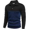 COOFANDY Men’s Casual Slim Fit Pullover Sweater Knitted Thermal Sweatshirt(Black Patchwork Navy Blue)