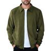 COOFANDY Men’s Casual Suede Bomber Jacket Lightweight Full Zip Up Jackets Vintage Faux Leather Jacket(Army Green)