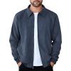 COOFANDY Men’s Casual Suede Bomber Jacket Lightweight Full Zip Up Jackets Vintage Faux Leather Jacket(Dark Blue)