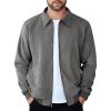 COOFANDY Men’s Casual Suede Bomber Jacket Lightweight Full Zip Up Jackets Vintage Faux Leather Jacket(Dark Grey)