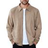 COOFANDY Men’s Casual Suede Bomber Jacket Lightweight Full Zip Up Jackets Vintage Faux Leather Jacket(Khaki)