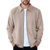 COOFANDY Men’s Casual Suede Bomber Jacket Lightweight Full Zip Up Jackets Vintage Faux Leather Jacket(Moon Grey)