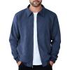 COOFANDY Men’s Casual Suede Bomber Jacket Lightweight Full Zip Up Jackets Vintage Faux Leather Jacket(Navy Blue)