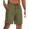 COOFANDY Mens Casual Summer Beach Linen Shorts 9 Inch Lightweight Drawstring Elastic Waist Shorts with Pockets(Army Green)