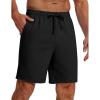 COOFANDY Mens Casual Summer Beach Linen Shorts 9 Inch Lightweight Drawstring Elastic Waist Shorts with Pockets(Black)