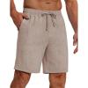 COOFANDY Mens Casual Summer Beach Linen Shorts 9 Inch Lightweight Drawstring Elastic Waist Shorts with Pockets(Khaki)